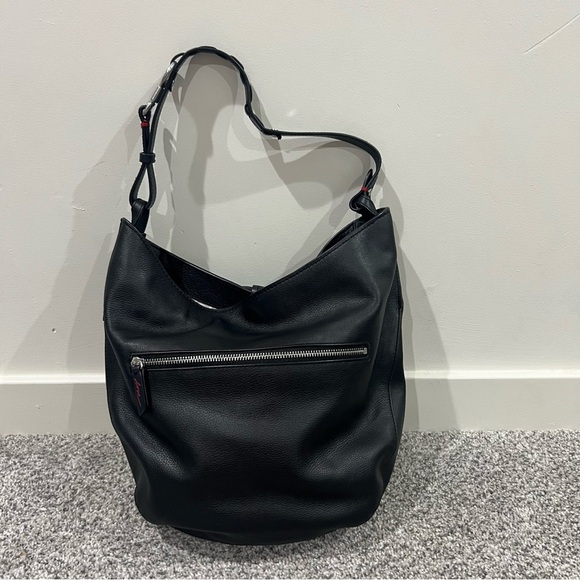 Ellen Degeneres Black Genuine Leather Hobo shoulder Bag Magnetic Snap Closure - Picture 2 of 10